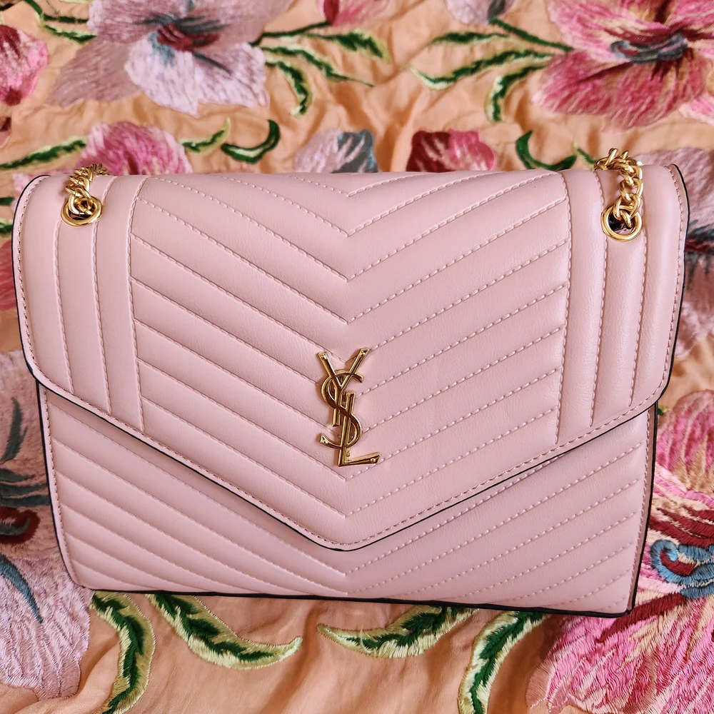 NEW Yves Saint Laurent Blush Chevron Shoulder Bag - Picture 1 of 4